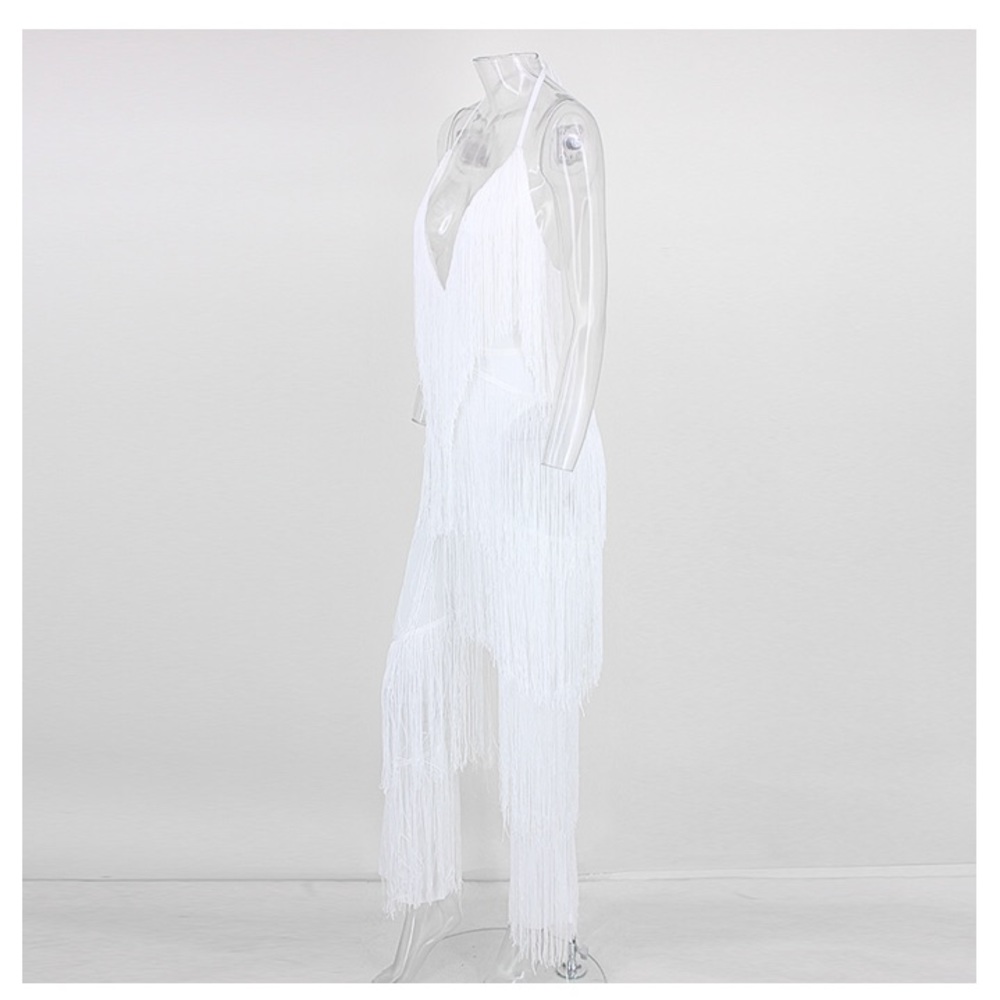 🎉Host Pick🎉 NEW! White Fringe Jumpsuit - Picture 4 of 8